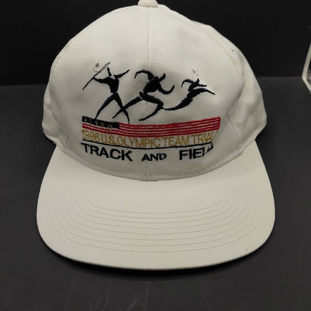 Vintage Young An Hat Co 1996 U.S. Olympics Team Trials Track and Field White Hat